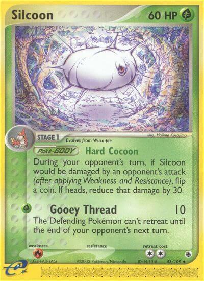 Silcoon trading card from Ruby and Sapphire Silcoon - Ruby and Sapphire Pokémon trading card
