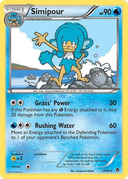 Simipour trading card from Emerging Powers Simipour - Emerging Powers Pokémon trading card