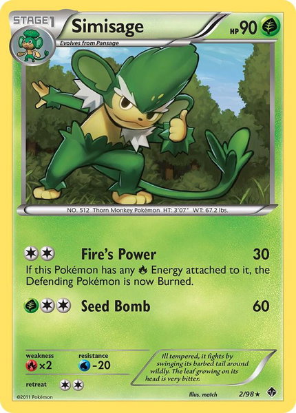 Simisage - Emerging Powers Pokémon trading card