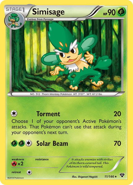 Simisage trading card from XY Base Set Simisage - XY Base Set Pokémon trading card