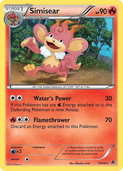 Simisear trading card from Emerging Powers Simisear - Emerging Powers Pokémon trading card