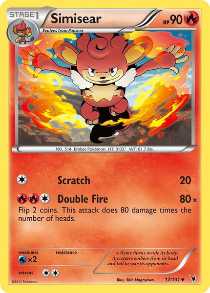 Simisear trading card from Noble Victories Simisear - Noble Victories Pokémon trading card
