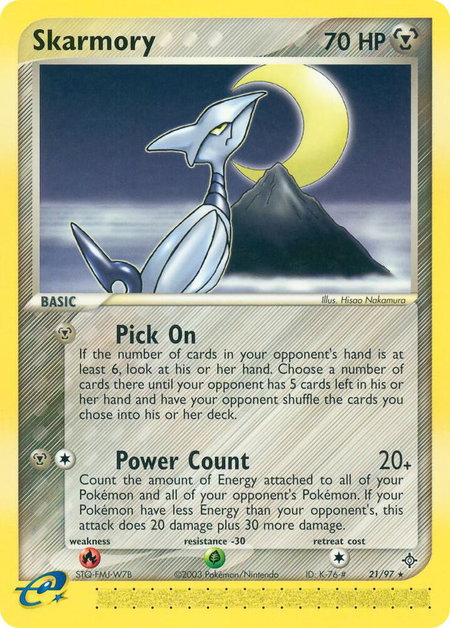 Skarmory trading card from Dragon Skarmory - Dragon Pokémon trading card