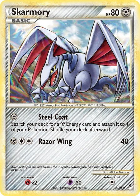 Skarmory trading card from Call of Legends Skarmory - Call of Legends Pokémon trading card
