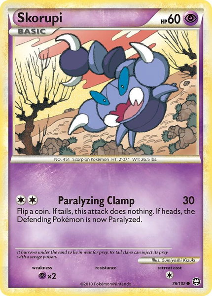 Skorupi trading card from Triumphant Skorupi - Triumphant Pokémon trading card