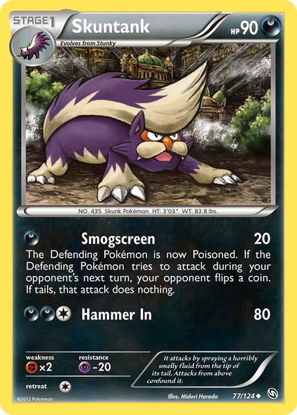 Skuntank trading card from Dragons Exalted Skuntank - Dragons Exalted Pokémon trading card