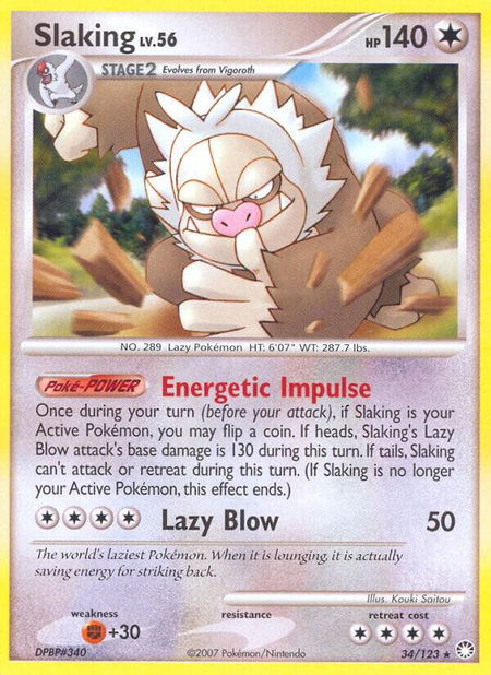 Slaking trading card from Mysterious Treasures Slaking - Mysterious Treasures Pokémon trading card