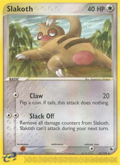 Slakoth trading card from Ruby and Sapphire Slakoth - Ruby and Sapphire Pokémon trading card