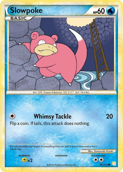 Slowpoke trading card from HeartGold SoulSilver Slowpoke - HeartGold SoulSilver Pokémon trading card