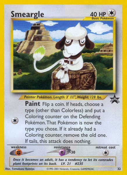 Smeargle trading card from WoTC Promo Smeargle - WoTC Promo Pokémon trading card