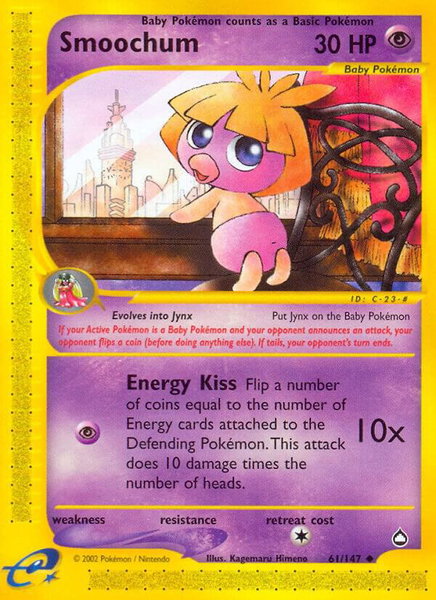 Smoochum - Aquapolis Pokémon trading card