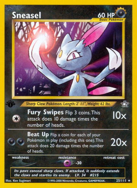 Sneasel - Neo Genesis Pokémon trading card