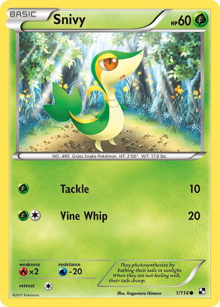 Snivy (1) trading card from Black and White Snivy (1) - Black and White Pokémon trading card