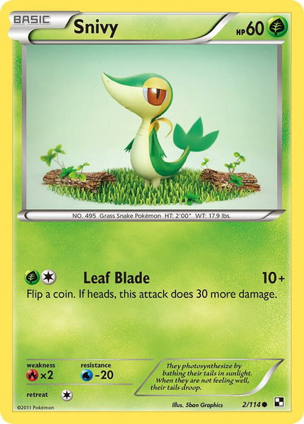 Snivy (2) trading card from Black and White Snivy (2) - Black and White Pokémon trading card