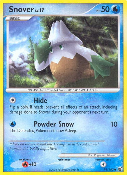 Snover trading card from Stormfront Snover - Stormfront Pokémon trading card