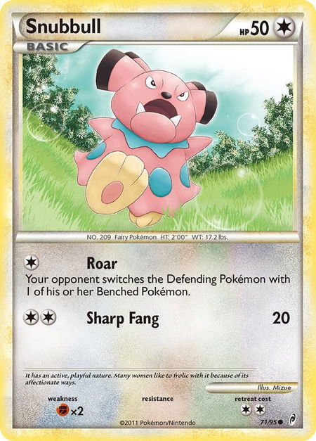 Snubbull trading card from Call of Legends Snubbull - Call of Legends Pokémon trading card