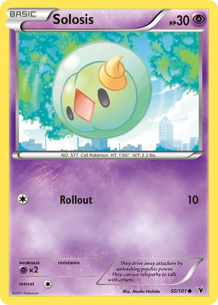Solosis trading card from Noble Victories Solosis - Noble Victories Pokémon trading card