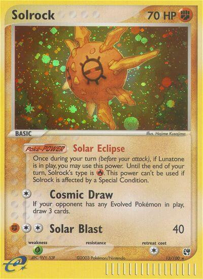 Solrock trading card from Sandstorm Solrock - Sandstorm Pokémon trading card
