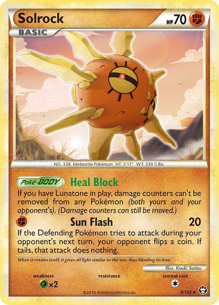 Solrock trading card from Triumphant Solrock - Triumphant Pokémon trading card