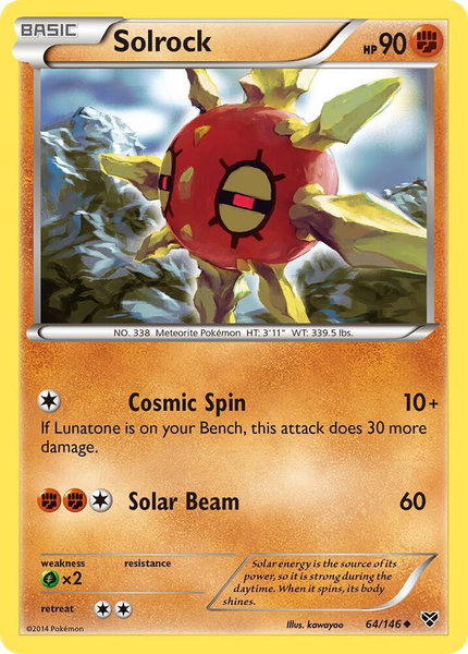 Solrock trading card from XY Base Set Solrock - XY Base Set Pokémon trading card