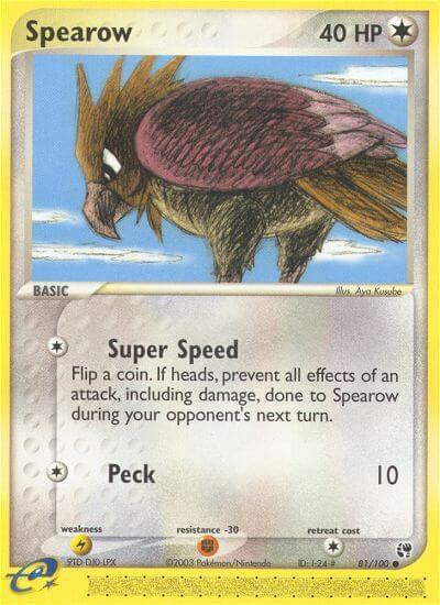 Spearow trading card from Sandstorm Spearow - Sandstorm Pokémon trading card