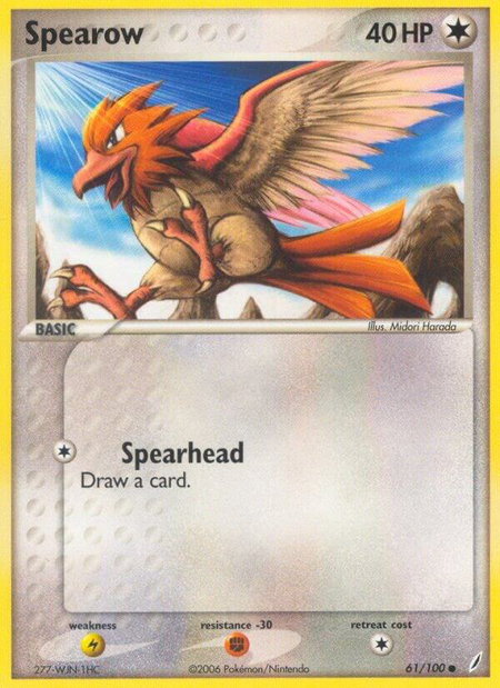 Spearow trading card from Crystal Guardians Spearow - Crystal Guardians Pokémon trading card
