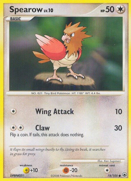 Spearow trading card from Majestic Dawn Spearow - Majestic Dawn Pokémon trading card