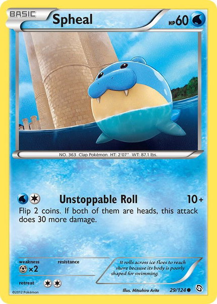 Spheal trading card from Dragons Exalted Spheal - Dragons Exalted Pokémon trading card