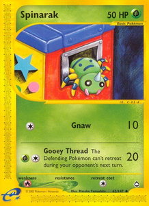 Spinarak (62) - Aquapolis (AQ) #062/147 - Uncommon Pokémon Trading Card