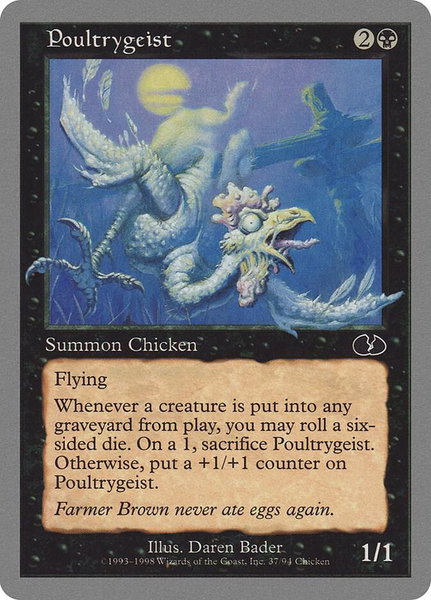 Poultrygeist trading card from Unglued Poultrygeist - Unglued Magic: The Gathering trading card