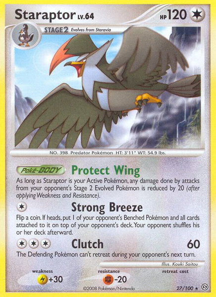 Staraptor trading card from Stormfront Staraptor - Stormfront Pokémon trading card