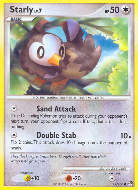 Starly trading card from Stormfront Starly - Stormfront Pokémon trading card