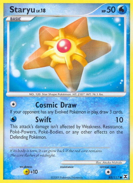 Staryu trading card from Rising Rivals Staryu - Rising Rivals Pokémon trading card