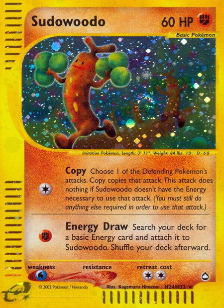 Sudowoodo (H24) - Aquapolis Pokémon trading card