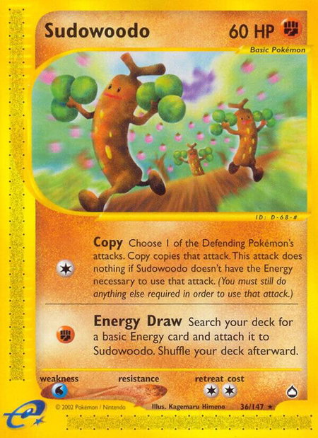 Sudowoodo - Aquapolis Pokémon trading card