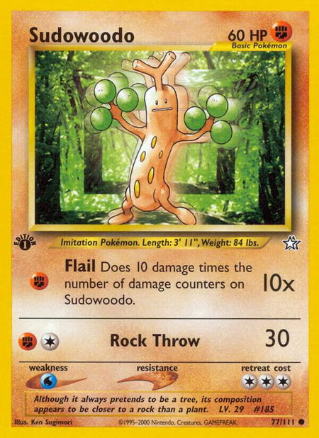 Sudowoodo - Neo Genesis Pokémon trading card