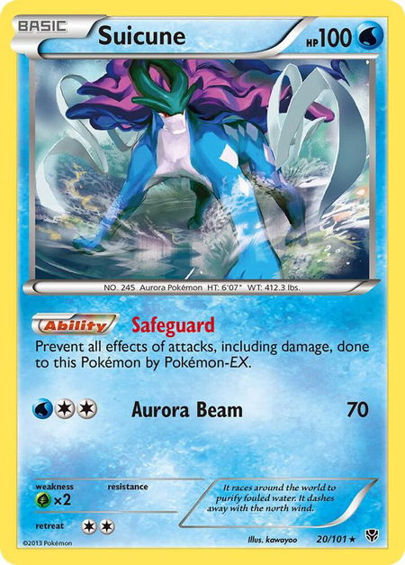 Suicune trading card from Plasma Blast Suicune - Plasma Blast Pokémon trading card