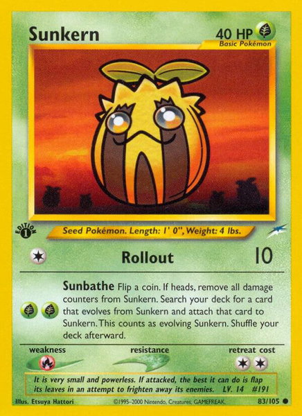 Sunkern trading card from Neo Destiny Sunkern - Neo Destiny Pokémon trading card
