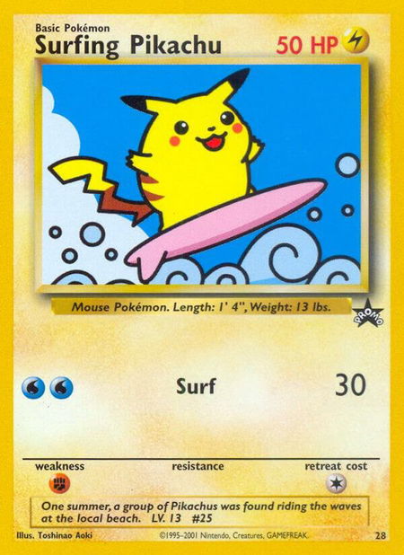 Surfing Pikachu - WoTC Promo Pokémon trading card