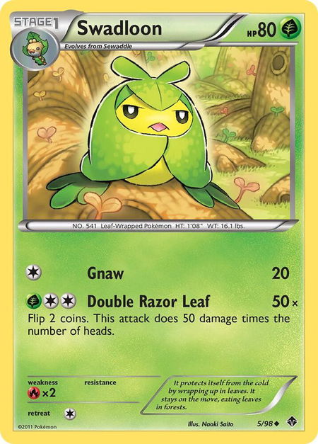 Swadloon (5) trading card from Emerging Powers Swadloon (5) - Emerging Powers Pokémon trading card