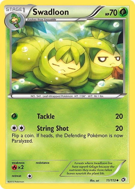 Swadloon trading card from Legendary Treasures Swadloon - Legendary Treasures Pokémon trading card