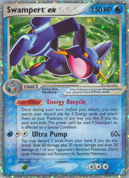 Swampert ex trading card from Crystal Guardians Swampert ex - Crystal Guardians Pokémon trading card