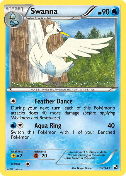 Swanna trading card from Black and White Swanna - Black and White Pokémon trading card