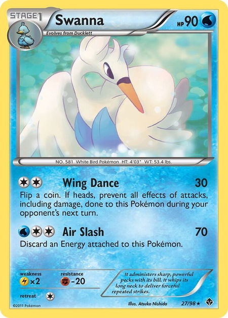 Swanna - Emerging Powers Pokémon trading card
