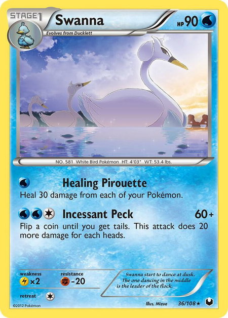 Swanna - Dark Explorers Pokémon trading card