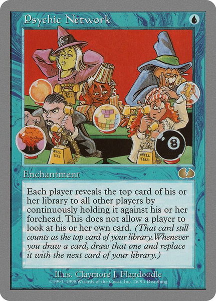 Psychic Network trading card from Unglued Psychic Network - Unglued Magic: The Gathering trading card
