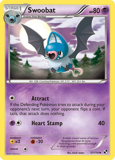 Swoobat - Black and White Pokémon trading card
