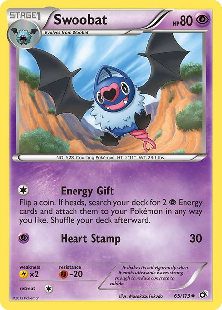 Swoobat trading card from Legendary Treasures Swoobat - Legendary Treasures Pokémon trading card