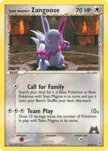 Team Magma's Zangoose - Team Magma vs Team Aqua Pokémon trading card