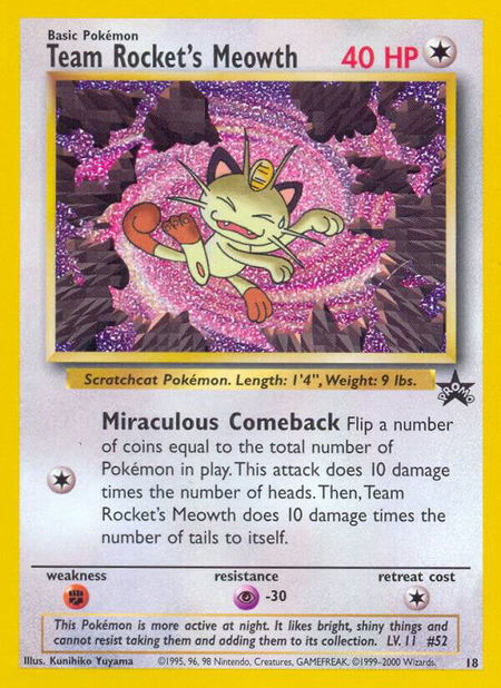 Team Rocket's Meowth - WoTC Promo Pokémon trading card
